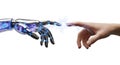 Humanity\'s Future: Seamless Interaction with Advanced Technology for Innovation and Progress Royalty Free Stock Photo