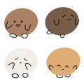 Cute Cartoon Faces Expressing Different Emotions