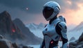 Explore the realms beyond Earth with this AI generated image, visualizing a cutting-edge design for a futuristic space suit.