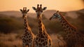 Explore the remarkable interactions of multiple giraffes as they share affectionate moments, their gentle nuzzles and gestures