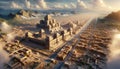 Monumental Legacy: AI-Enhanced Ancient Cityscape with Central Landmark