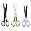 Set of Three Kitchen Scissors Isolated on White Background Royalty Free Stock Photo