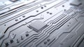 Explore a sleek and abstract design of futuristic electronic circuits with a scifi edge, rendered in a striking grey