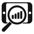 Explore smartphone graph insight icon simple vector. Control research