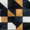 Modern Bold Tile Seamless Pattern in Black, White, and Gold Royalty Free Stock Photo