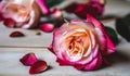 Velvety Elegance: Close-Up of a Rose Petal\'s Luxurious Texture. Flowers Background