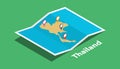 Explore thailand maps with isometric style and pin marker location tag on top