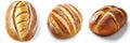 Explore Three Types of Delightful Freshly Baked Breads Royalty Free Stock Photo