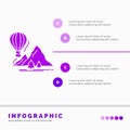 explore, travel, mountains, camping, balloons Infographics Template for Website and Presentation. GLyph Purple icon infographic