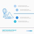 explore, travel, mountains, camping, balloons Infographics Template for Website and Presentation. Line Blue icon infographic style