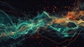 Dynamic Data Visualization of Financial Market Trends with Abstract Lines and Glowing Points. AIG53M Royalty Free Stock Photo
