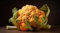 Explore the uniqueness of a head of cauliflower with a brilliant orange hue. Culinary artistry, fresh produce, eye-catching Royalty Free Stock Photo