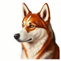 Siberian Husky Realistic Portrait: Vibrant Orange and White Canine Art.