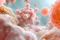 Close-up View of Colorful Abstract Microorganisms in a Soft, Dreamy Environment Royalty Free Stock Photo