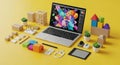 Creative workspace setup inspiring digital art and design projects modern laptop and tools Royalty Free Stock Photo