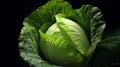 Crisp and Fresh Cabbage: Vibrant Isolated Image on Black Background for Culinary Concepts and Healthy Eating.