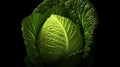 Crisp and Fresh Cabbage: Vibrant Isolated Image on Black Background for Culinary Concepts and Healthy Eating.