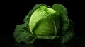 Crisp and Fresh Cabbage: Vibrant Isolated Image on Black Background for Culinary Concepts and Healthy Eating.