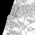 Tel Aviv Israel City Monochrome Black and White Minimalist Street Road Aesthetic Decoration Map