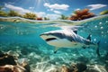 Explore the vibrant underwater world. sunlight illuminated marine life and tranquility