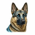 Vibrant German Shepherd Dog Portrait Icon: Colorful Canine Representation.