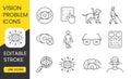 Explore Vision Insight icons, editable strokes for accessibility. Ideal for projects on eye health and disability Royalty Free Stock Photo