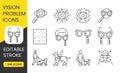 Explore Vision Insight icons, editable strokes for accessibility. Ideal for projects on eye health and disability Royalty Free Stock Photo