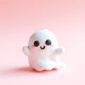 A cute ghost made of clay on a pink background