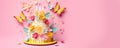 Whimsical Paper Art Cake for Celebrations - Generative AI