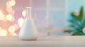 Explore the world of chemistry with a white beaker, flasks, and lab tubes, essential for scientific research and experiments Royalty Free Stock Photo