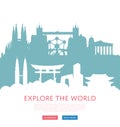 Explore world concept with cityscape silhouettes Royalty Free Stock Photo