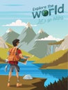 Explore the world,Let`s go hiking,A young man hikers looking at a beautiful nature