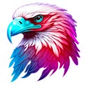 Captivating Realistic Eagle Portrait in Pink, White, and Blue - Perfect for Wildlife Enthusiasts and Nature Lovers!