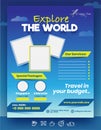 Explore The World template or brochure design with blank photo frames, special packages.