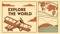 Explore the World Vintage Travel Poster, vector design Generative AI Royalty Free Stock Photo