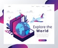 Explore the World,Where Traveling Abroad is Shown Isometric Artwork Concept