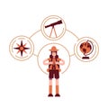 Explorer archetype flat concept vector illustration Royalty Free Stock Photo