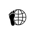 Explorer Around the World. Earth and Foot Flat Vector Icon Royalty Free Stock Photo