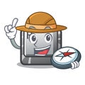 Explorer button R in the mascot shape Royalty Free Stock Photo