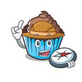 Explorer chocolate cupcake mascot cartoon