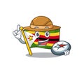 Explorer flag zimbabwe cartoon character holding a compass