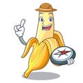 Explorer fresh banana fruit mascot cartoon style