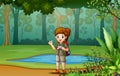 The explorer girl in the forest