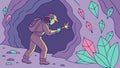 Explorer in Glowing Crystal Cave, Underground Discovery, vector design Generative AI Royalty Free Stock Photo