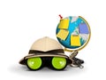 Explorer Hat with Binocular and Globe Royalty Free Stock Photo
