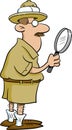 Explorer holding a magnifying glass