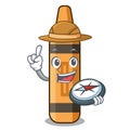 Explorer orange crayon in the cartoon shape