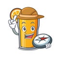 Explorer orange juice mascot cartoon