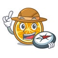 Explorer orange mascot cartoon style
