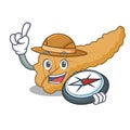 Explorer pancreas mascot cartoon style